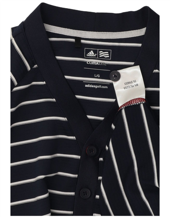 Adidas Męska bluza Climalite Jumper, duża, granatowa, poliestrowa w paski