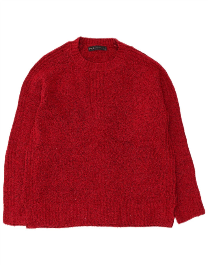 Marks & Spencer Damski sweter oversize z okrągłym dekoltem, UK 10, mały, czerwony
