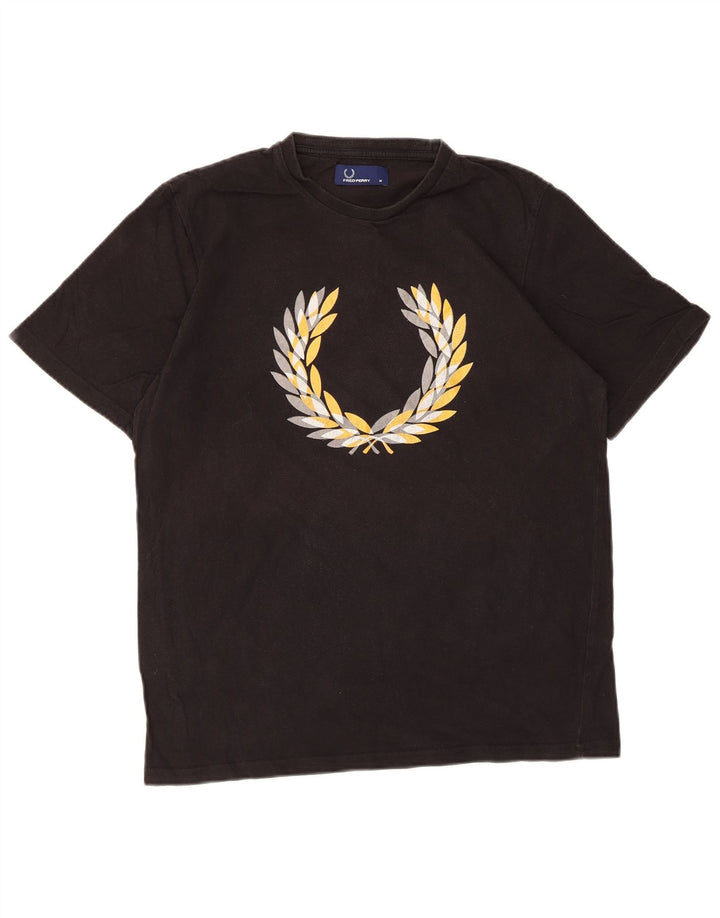 Męska koszulka z grafiką Fred Perry, średnia czarna bawełniana