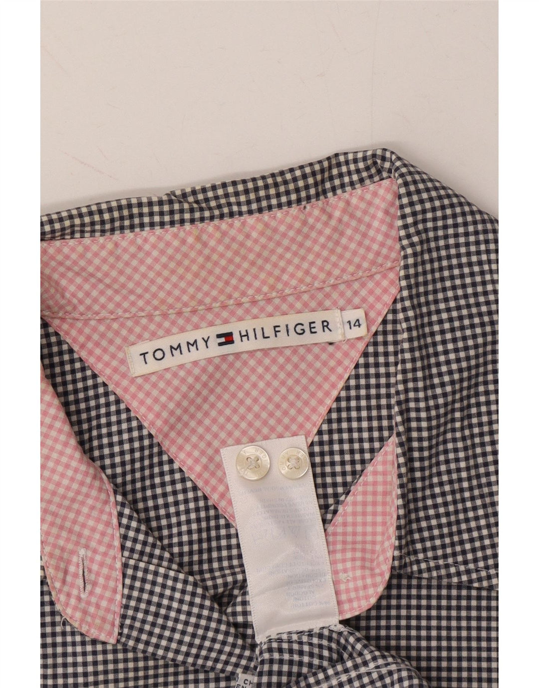 TOMMY HILFIGER Womens Shirt US 14 XL Black Gingham Cotton Vintage Tommy Hilfiger and Second-Hand Tommy Hilfiger from Messina Hembry 