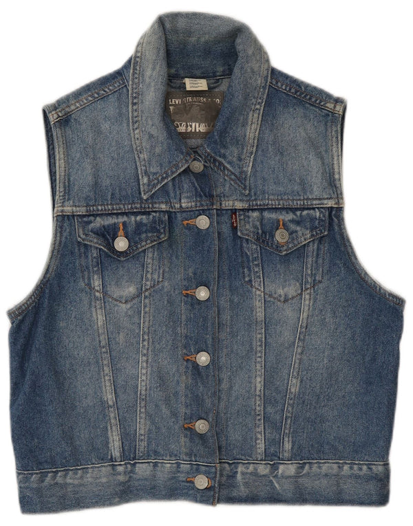Damska kamizelka dżinsowa Levi's Crop UK 12, średnia niebieska bawełna