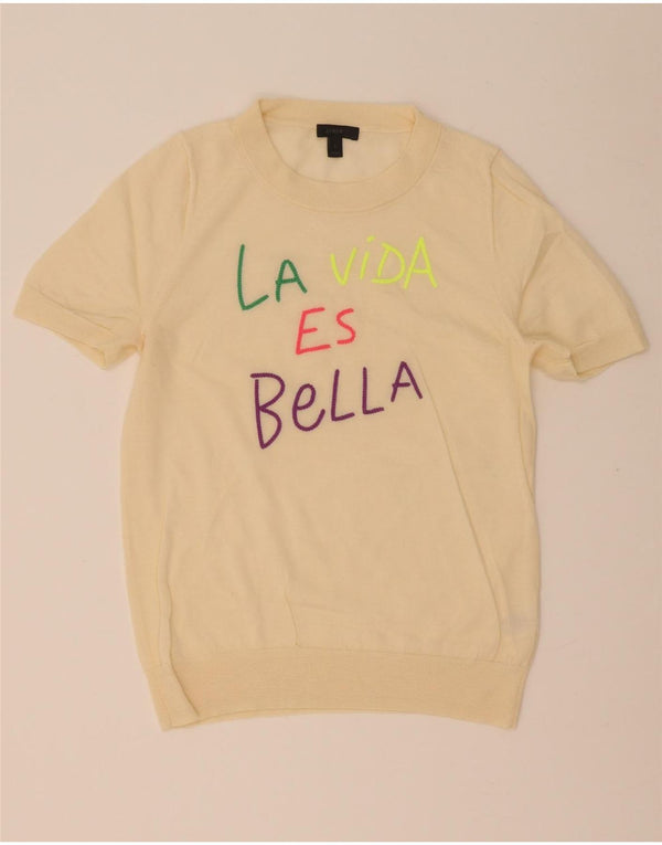 Damski sweter J. Crew z graficznym wycięciem pod szyją, UK 14, duży w kolorze złamanej bieli