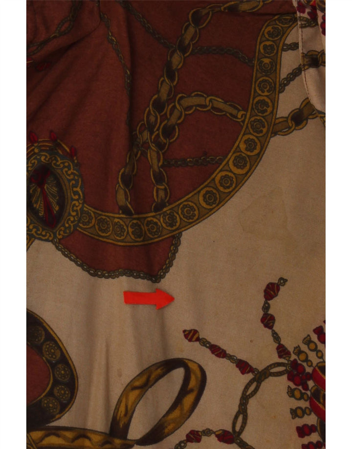 Vintage męska koszula z krótkim rękawem w abstrakcyjny wzór, duża brązowa wiskoza