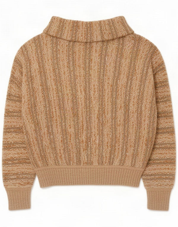 Krótki sweter damski w stylu vintage UK 16 w duże beżowe paski