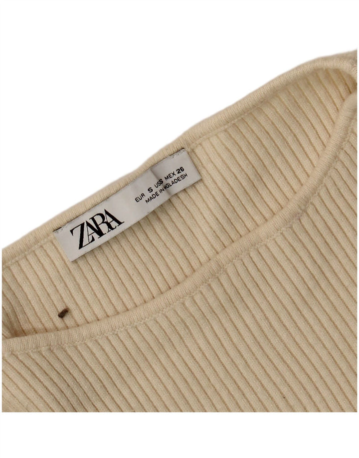 Damski krótki top Zara z długim rękawem, UK 8, mały beż