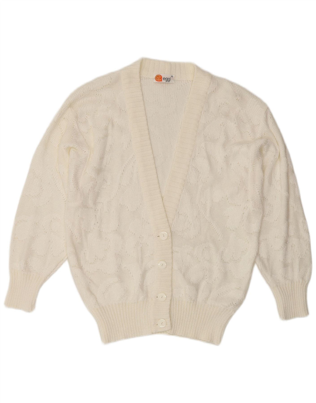 Sweter damski w stylu vintage IT 46, duży, biały akryl