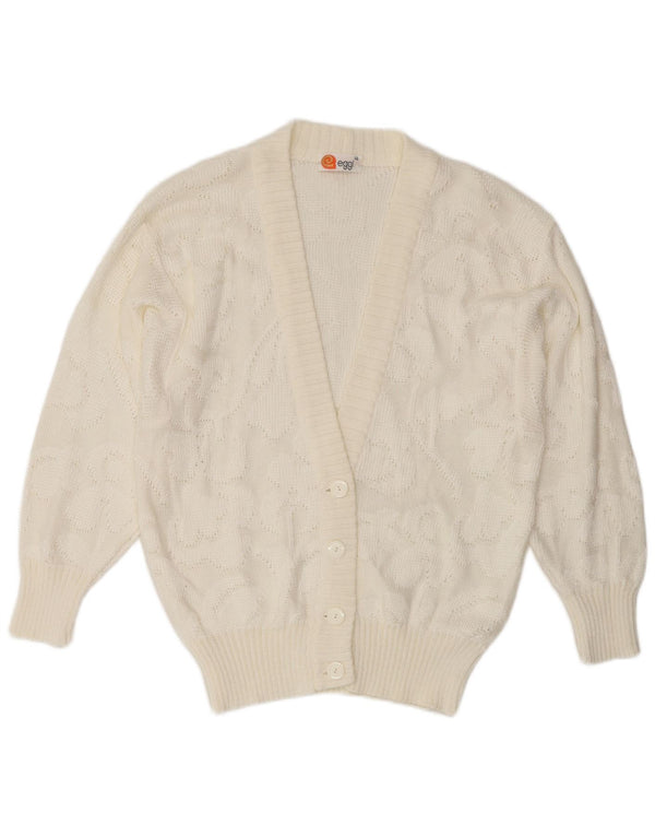 Sweter damski w stylu vintage IT 46, duży, biały akryl
