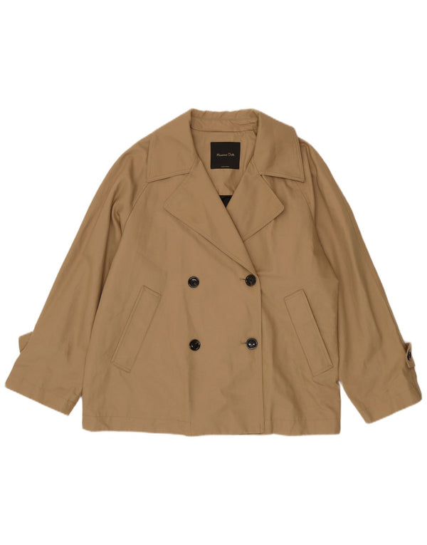 Krótki, oversize'owy płaszcz damski Massimo Dutti UK 14, średni beż, bawełna
