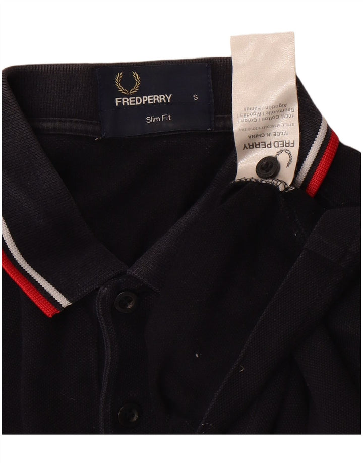 Męska koszulka polo o dopasowanym kroju Fred Perry, mała, czarna, bawełniana