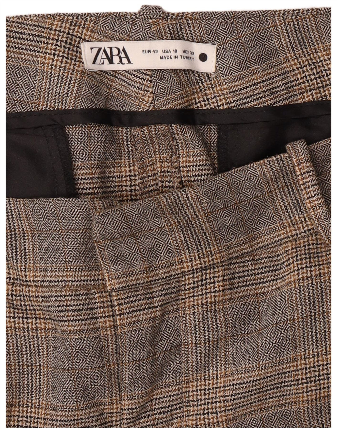 Damskie spodnie chino ZARA slim fit EU 42 Large W32 L27 szara krata