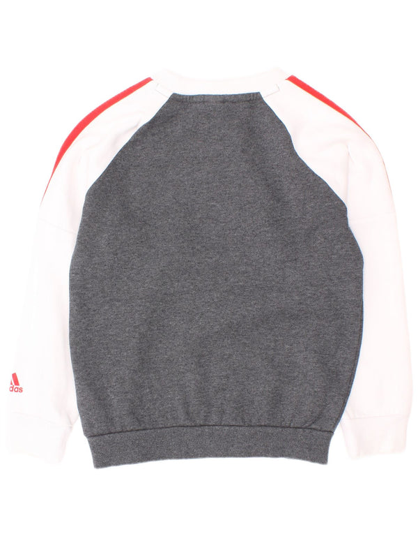 Chłopięca bluza Adidas z grafiką, 5-6 lat, biała bawełna z blokami kolorów