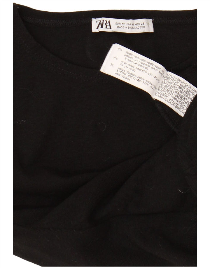 Damska koszulka Crop Top Zara UK 12, średnia czarna bawełna