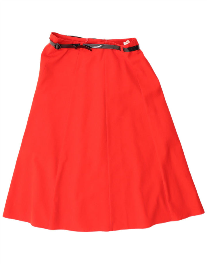 VINTAGE Womens Flared Skirt UK 18 XL  Red Polyester