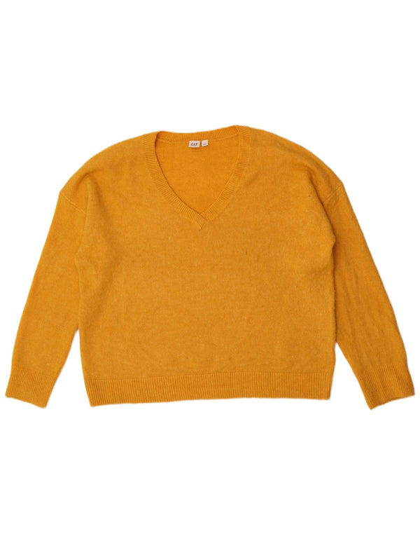 Sweter damski Gap Oversize z dekoltem w kształcie litery V, UK 16, duży, żółty akryl