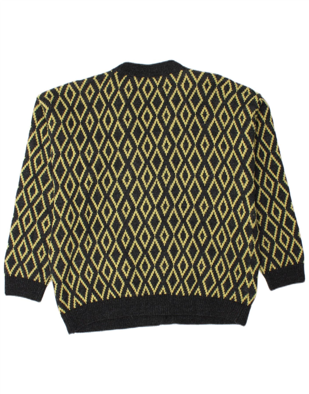 Sweter męski Stefanel, duży, żółty, argyle/diamentowa wełna