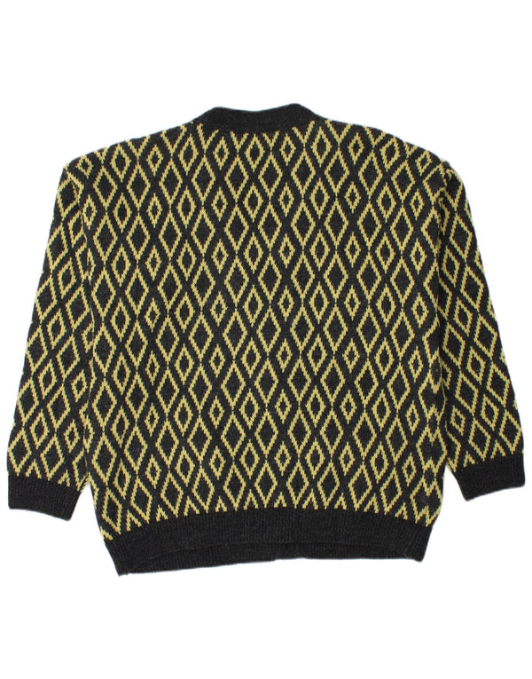 Sweter męski Stefanel, duży, żółty, argyle/diamentowa wełna