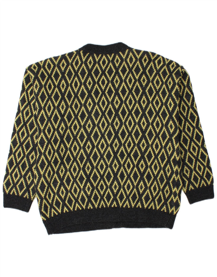 Sweter męski Stefanel, duży, żółty, argyle/diamentowa wełna