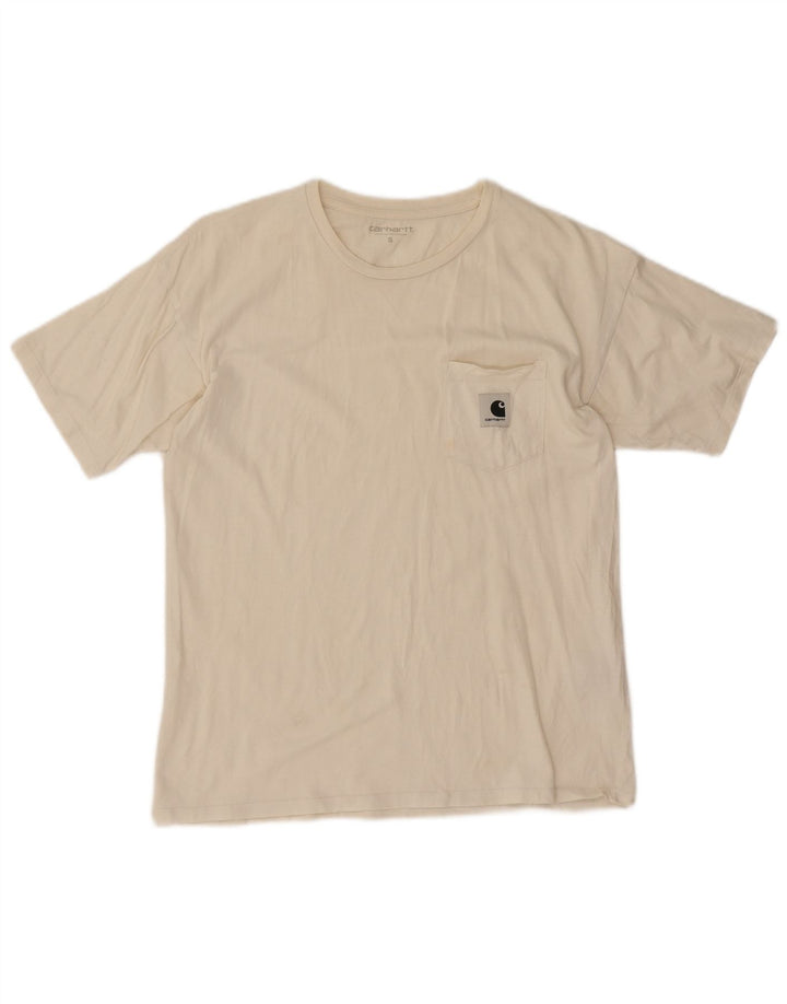 T-shirt męski Carhartt, mały, biały, bawełniany