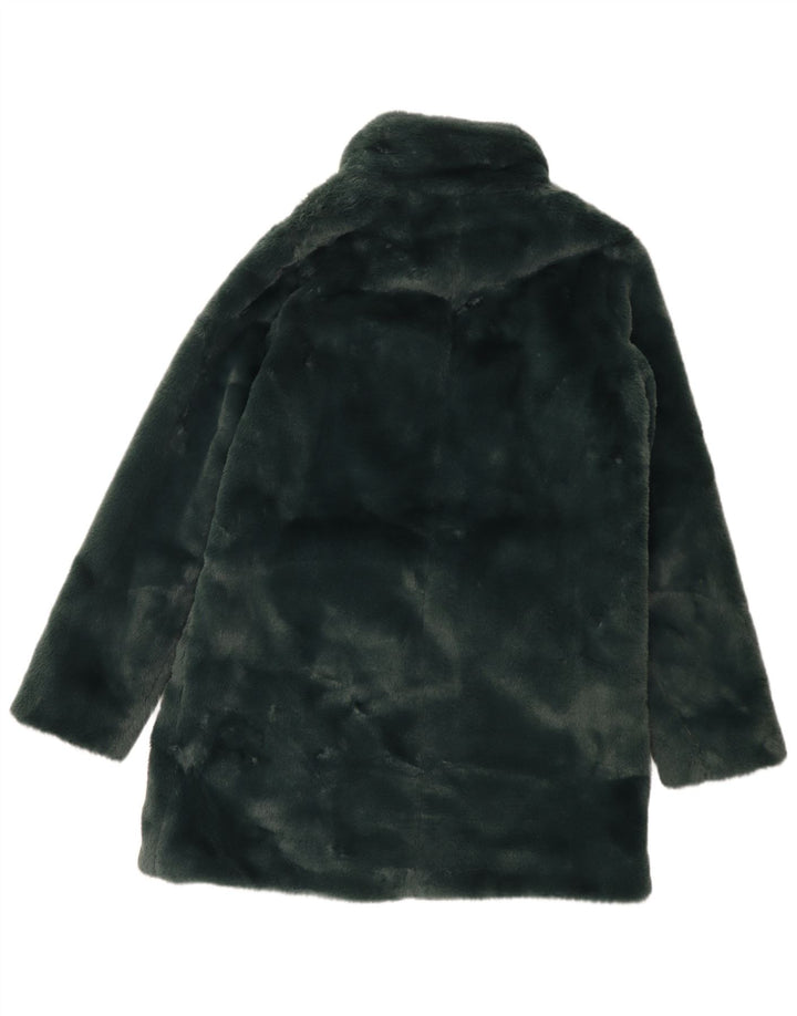Damski płaszcz ze sztucznego futra Fat Face, oversize, UK 10, mały, zielony, poliester