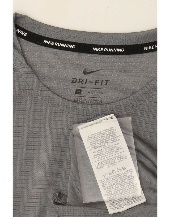 Męski T-shirt Nike Dri Fit Top, średni szary, poliester w prążki