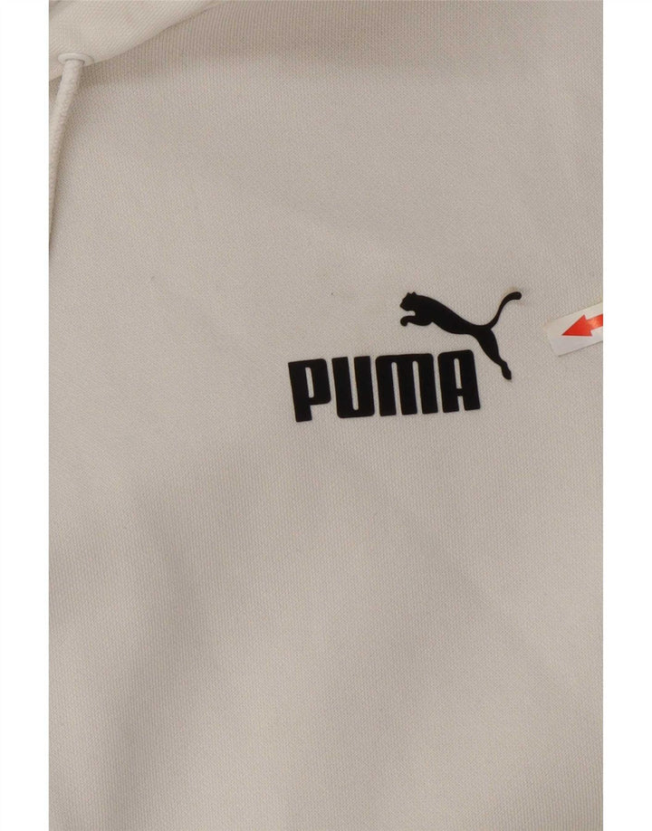 Męski sweter z kapturem Puma z grafiką, bawełniany, średniej wielkości, w kolorze białym