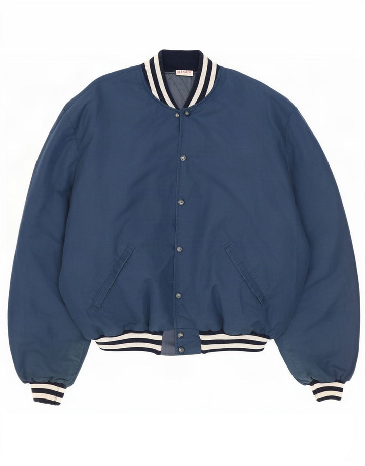 Vintage męska graficzna kurtka Varsity UK 44 2XL niebieska