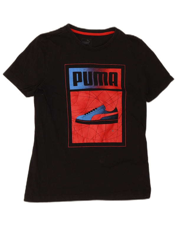 Chłopięca koszulka z grafiką Puma, 13-14 lat, XL, czarna, bawełniana