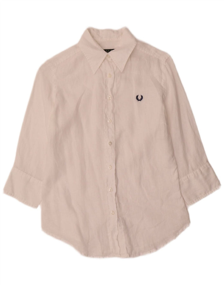 Damska koszula z rękawem 3/4 Fred Perry UK 10 Small White Line