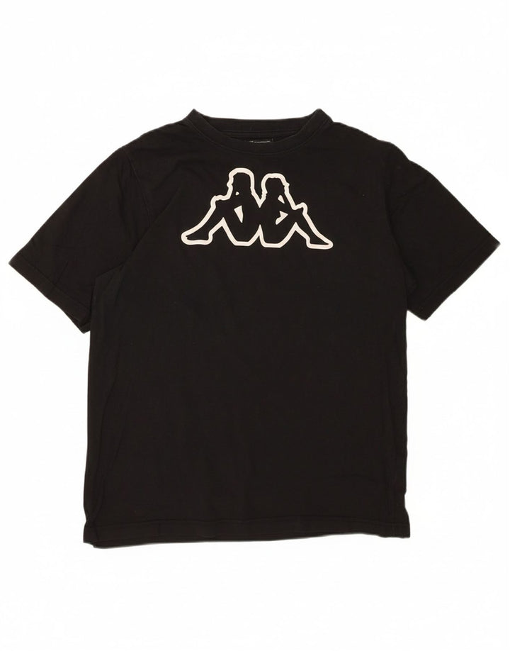 KAPPA Mens Graphic T-Shirt Top Small Black Cotton