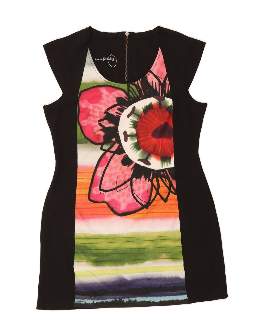 DESIGUAL Womens Sheath Dress UK 12 Medium Black Floral Vintage Desigual and Second-Hand Desigual from Messina Hembry 