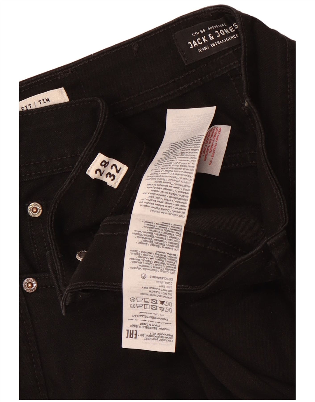 Męskie jeansy Jack & Jones Tim Slim W28 L32 Czarne bawełniane