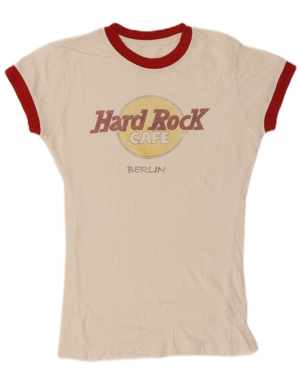 Damska koszulka z grafiką Hard Rock Cafe Berlin Graphic Top UK 6 XS Biała bawełna