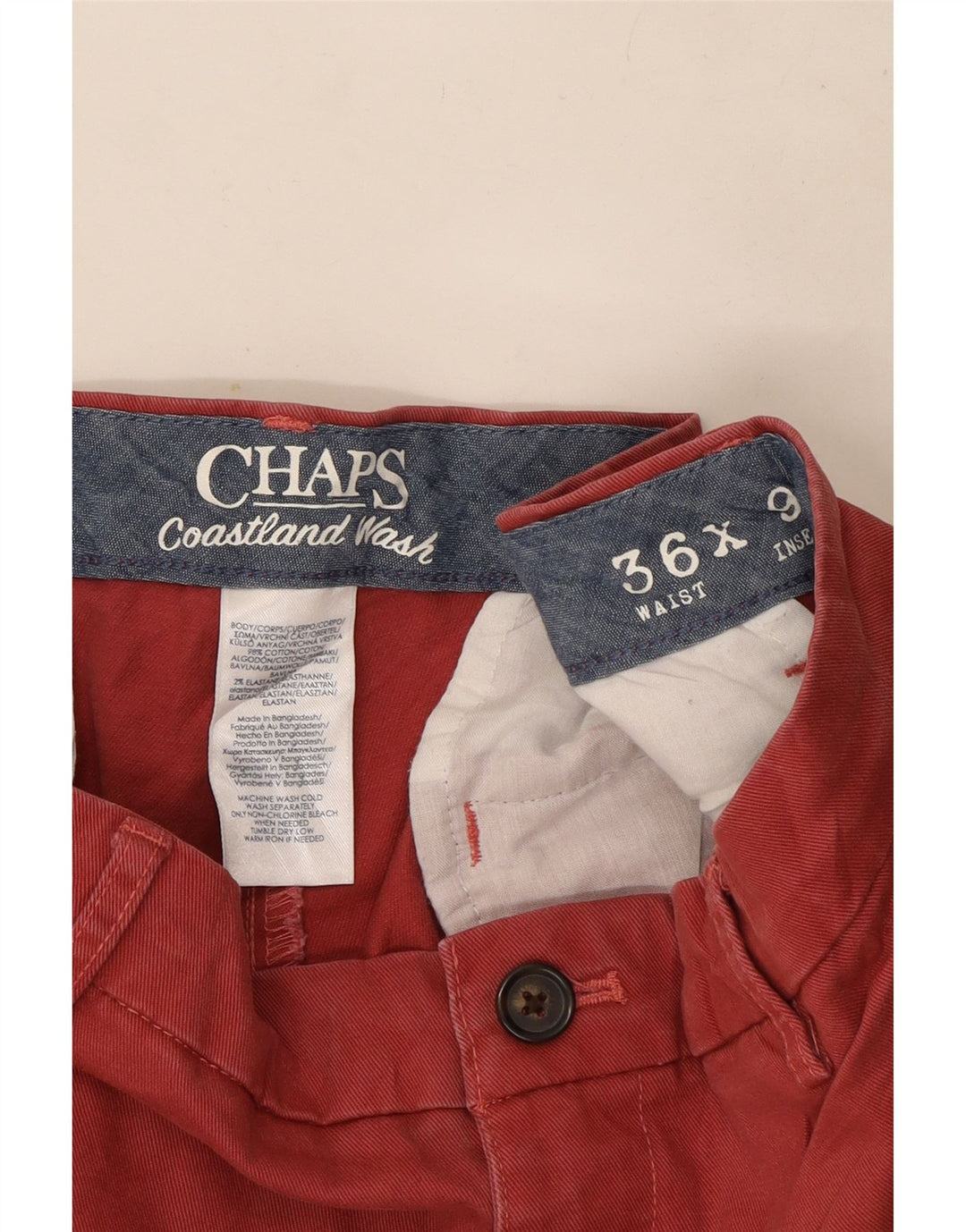 Męskie spodenki Chino Chaps W36, duże, czerwone, bawełniane