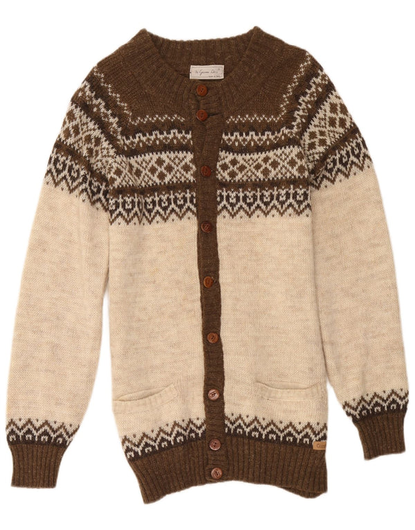 Damski sweter rozpinany Gianni Abra o przedłużonym fasonie IT 52 2XL brązowy Fair Isle