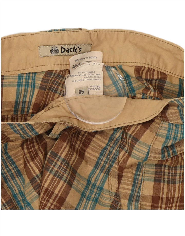 Damskie spodenki chino firmy Dack IT 46 Large W32, bawełniana, brązowa krata