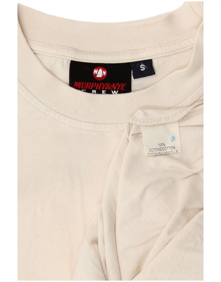 Męski top z grafiką Murphy & Nye z długim rękawem, mały, biały, bawełniany