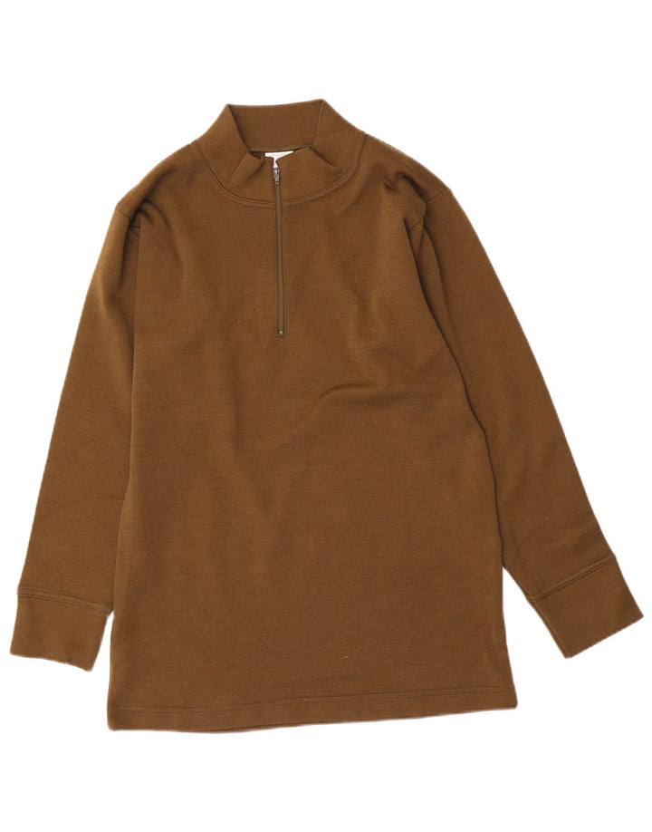 Męski sweter z zamkiem w stylu vintage, średni khaki, poliamid