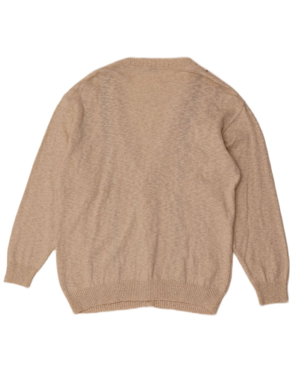 Vintage męski sweter rozpinany IT 54 XL, beżowa bawełna w paski