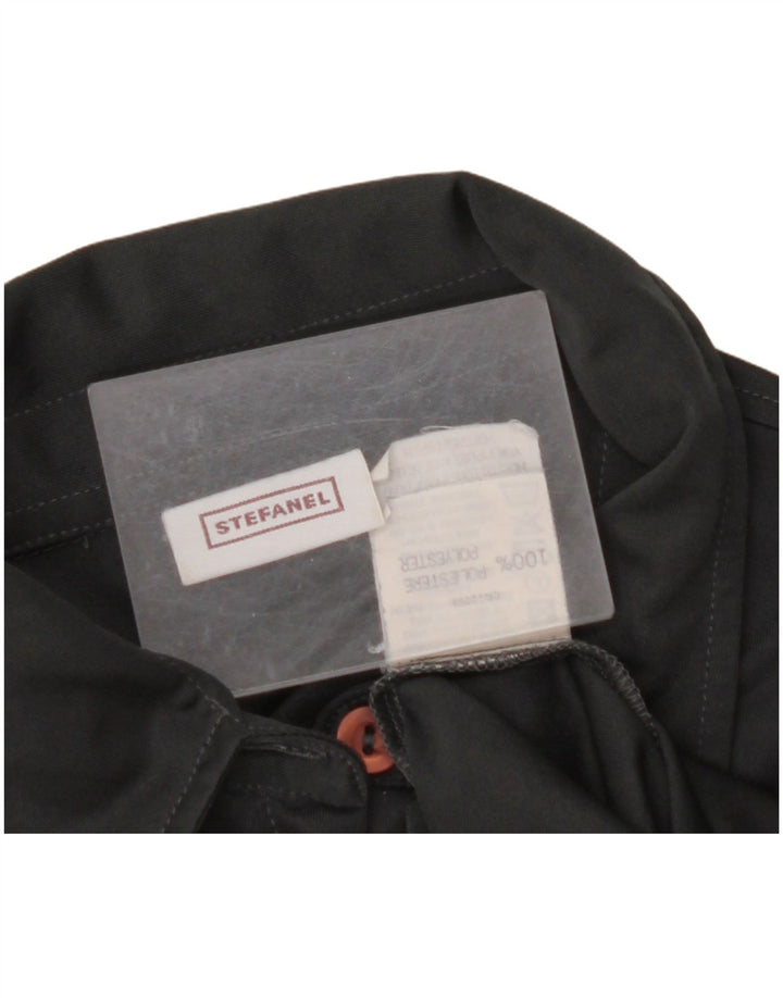 STEFANEL Damska Bluzka Koszulowa UK 10 Mała Czarna Poliester