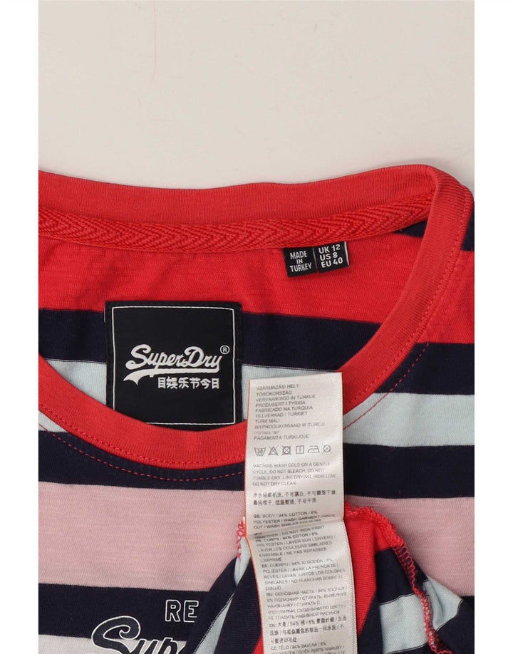 Damska koszulka z grafiką Superdry Top UK 12, średnie, wielokolorowe paski