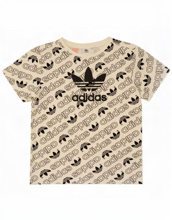 Chłopięca koszulka z grafiką Adidas, biała, bawełniana, 9-10 lat