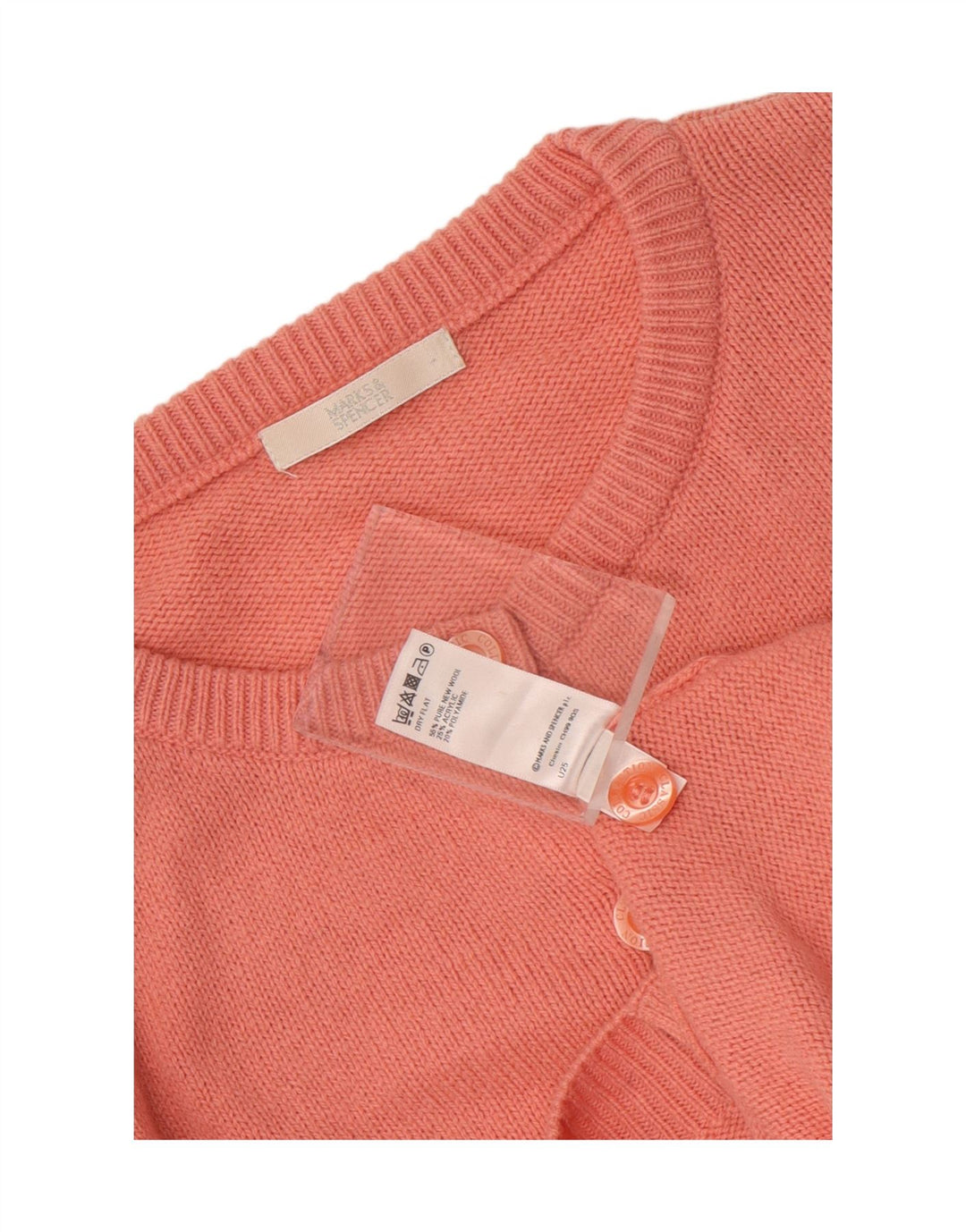 Marks & Spencer Damski sweter rozpinany UK 14, duży, różowy, wełniany