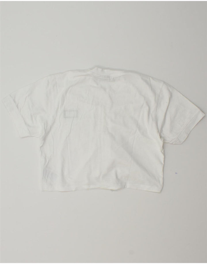 ADIDAS Womens Crop Blouse Top UK 10 Small White Cotton Vintage Adidas and Second-Hand Adidas from Messina Hembry 