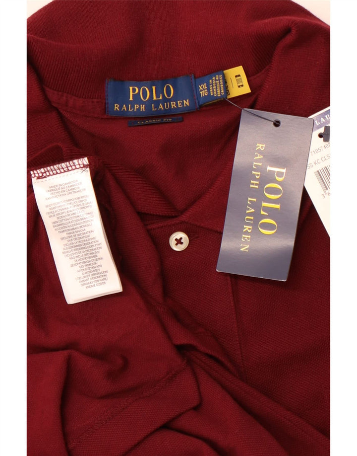 POLO RALPH LAUREN Męska koszulka polo o klasycznym kroju, 2XL, bordowa bawełna