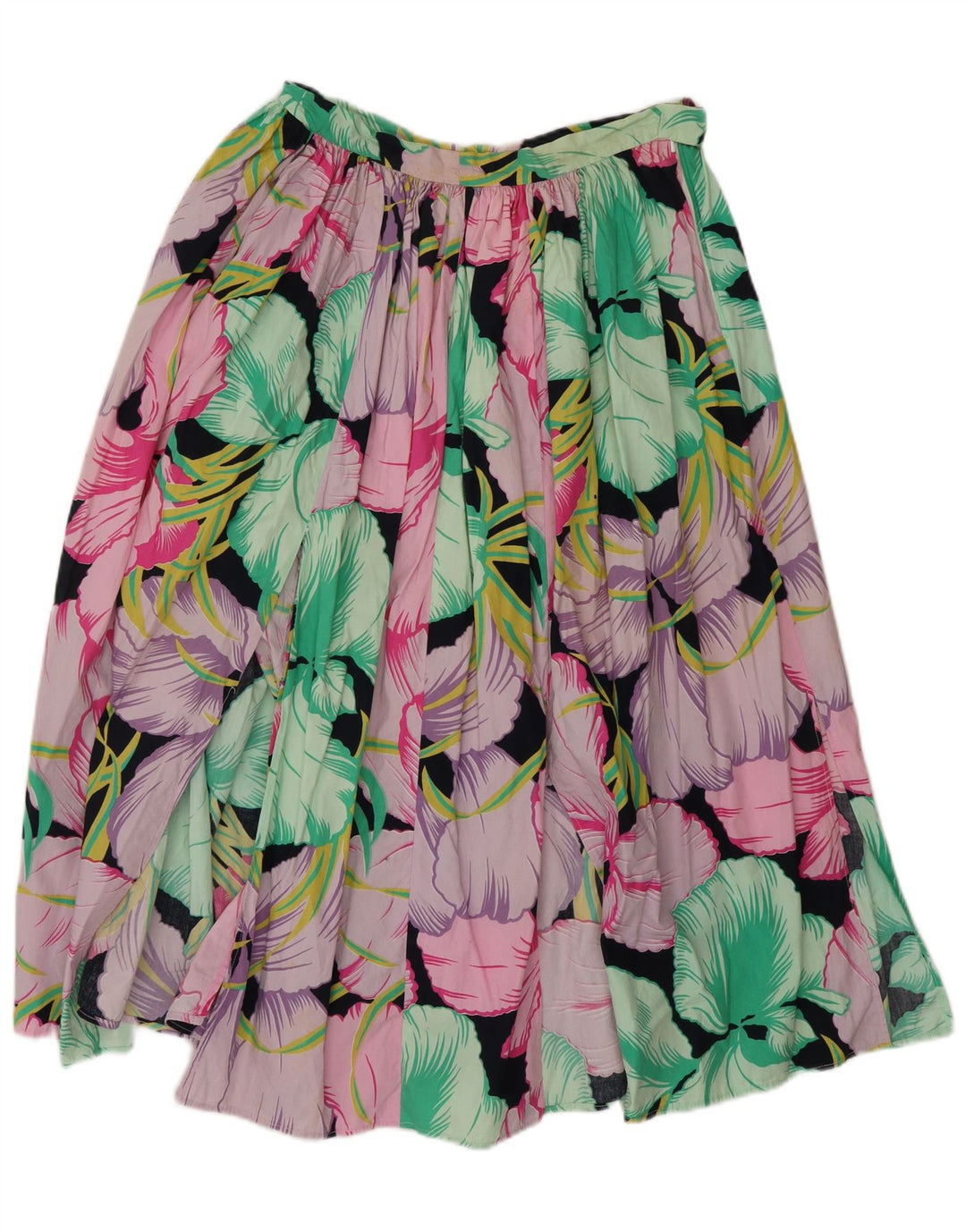 Vintage damska rozkloszowana spódnica z wysokim stanem W26 mała wielobarwna w kwiaty