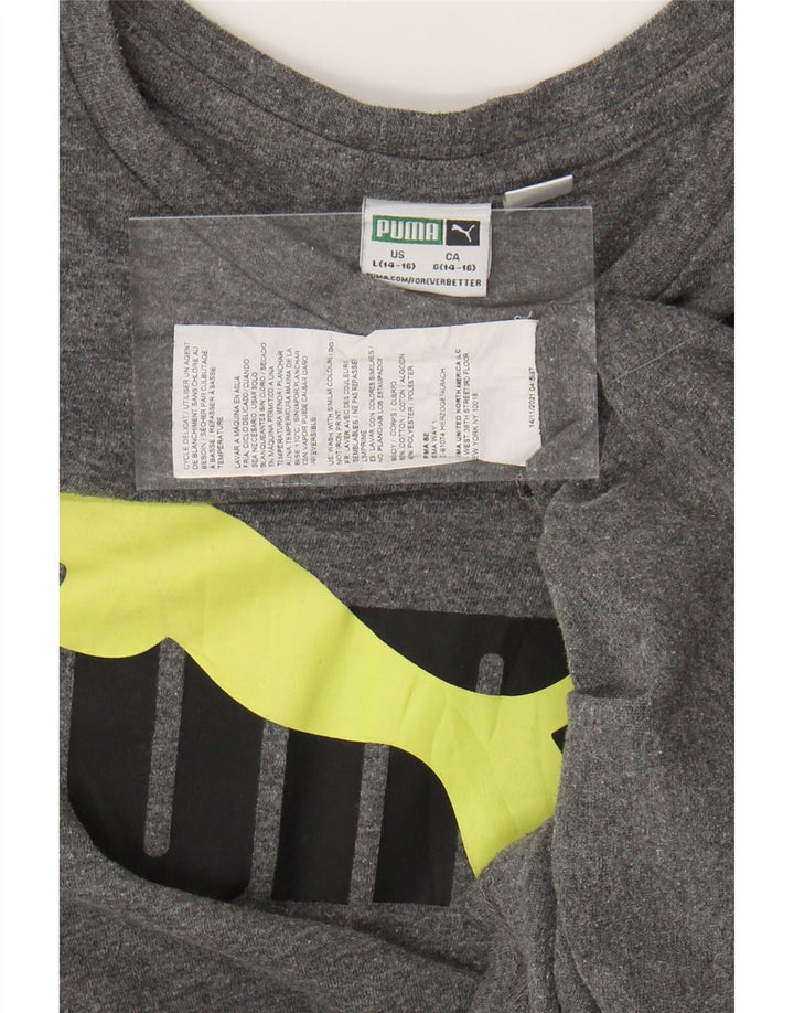 Chłopięcy T-shirt z grafiką PUMA, rozmiar 14-15 lat, duży, szary, bawełniany
