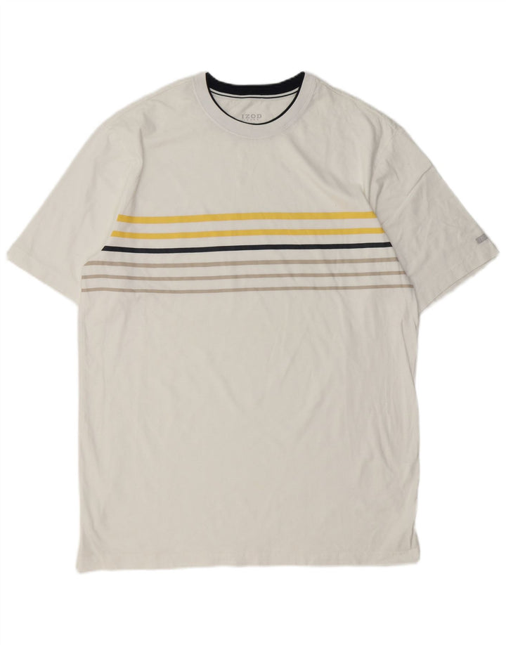 Izod Męski T-shirt Top Duży, Bawełniany w Białe Paski
