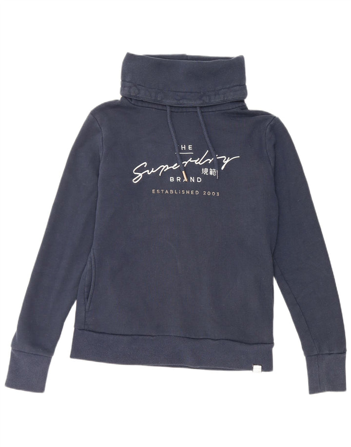 SUPERDRY Damska bluza oversize z grafiką UK 10, mała, granatowa