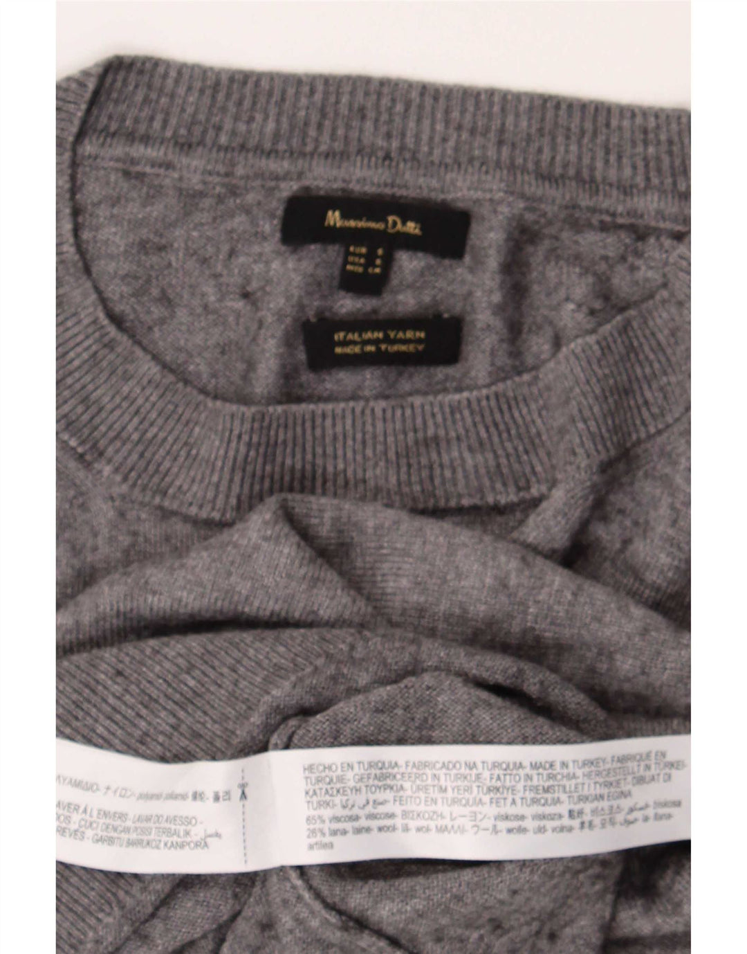 Męski sweter Massimo Dutti o luźnym kroju z okrągłym dekoltem i małą szarą wiskozą
