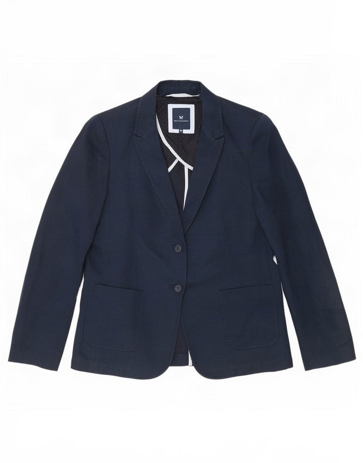 Crew Clothing Damska marynarka zapinana na 2 guziki UK 10, mała, granatowa, lniana